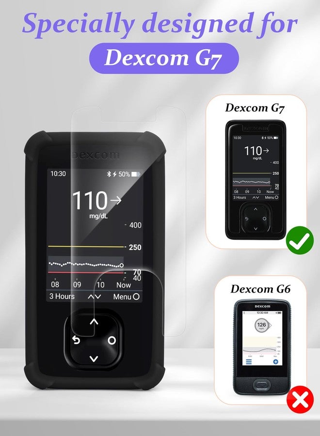 يو شير متوافق مع جهاز استقبال Dexcom G7، طقم غطاء سيليكون وفيلم TPU، مجموعة حماية كاملة مع غطاء واقٍ وواقي شاشة عالي الدقة لجهاز Dexcom G7، مقاوم لبصمات الأصابع، سهل التركيب - Image 2